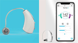 A hearing aid and a smartphone.